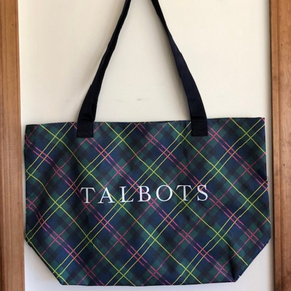 TALBOTS Tartan Plaid Extra Large Market Tote Reusable Shopping Bag